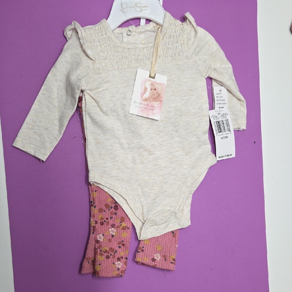 Jessica Simpson Cream and Pink Kids Matching Set